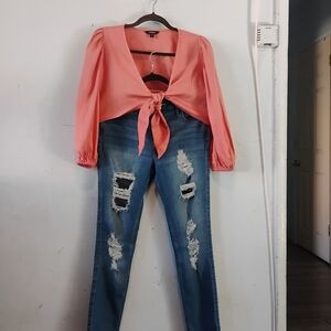 Hollister High-Rise Jeans and Blouse
